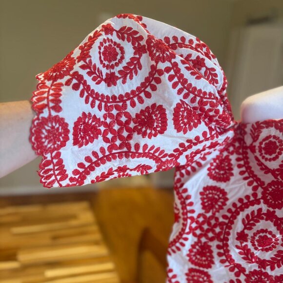 CHICWISH RED AND WHITE OFF THE SHOULDER TOP (SIZE *SMALL*) - Picture 6 of 7